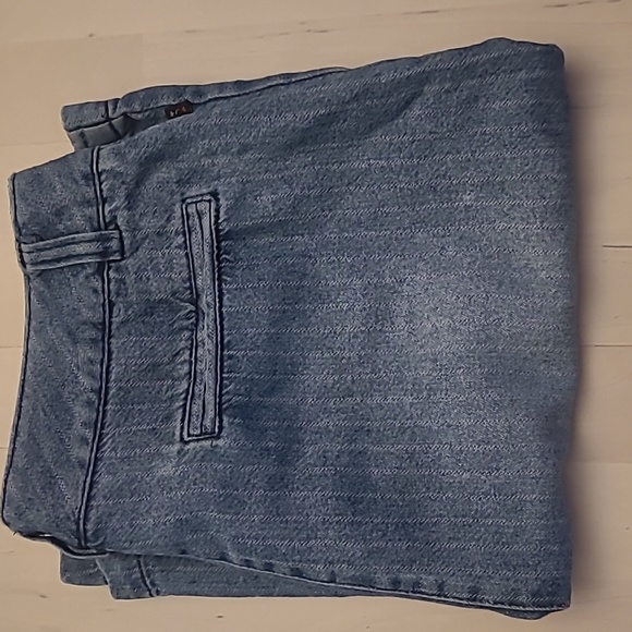 VTG Heart Moon Star Pinstriped Denim Front Slit Skirt - Picture 11 of 12